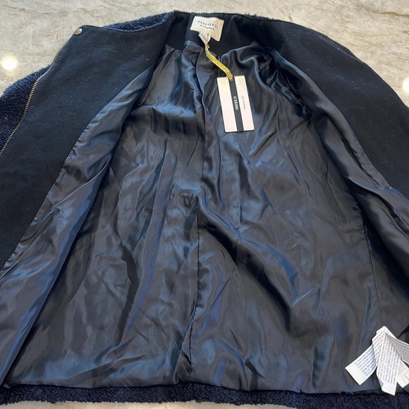 NEW Forever 21 Premium Label | Wool Boucle Jacket | Navy Blue | Small - Picture 6 of 11